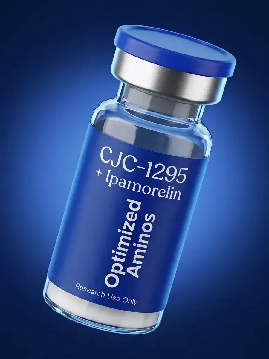 CJC-1295 5mg no DAC + Ipamorelin 5mg research peptide vial — Optimized Aminos